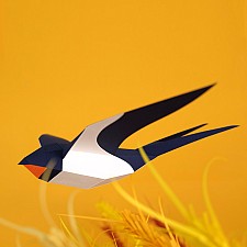Uccello di carta 3D Plego. Rondine comune