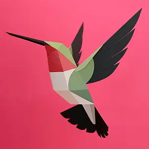 Uccello di carta 3D di Plego. Colibrì Codalarga