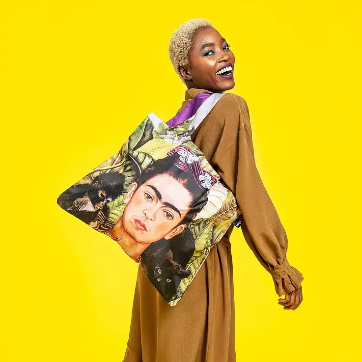 Borsa di stoffa riutilizzabile con stampa di Frida Kahlo